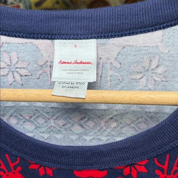 Hanna Anderson Organic Cotton Pajamas Navy Holiday Print - Picture 2 of 4